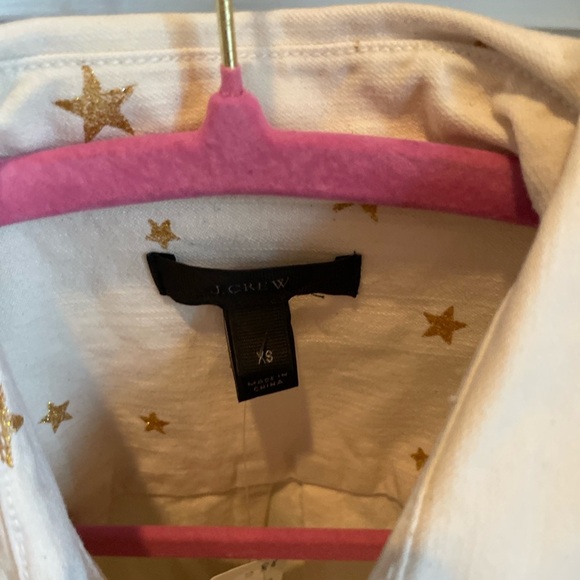 NWT J. Crew Ivory Gold Denim Shacket Shirt Western Holiday Party Casual XS - Picture 15 of 15